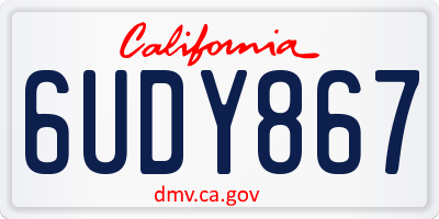 CA license plate 6UDY867