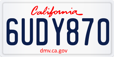 CA license plate 6UDY870
