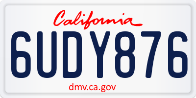 CA license plate 6UDY876
