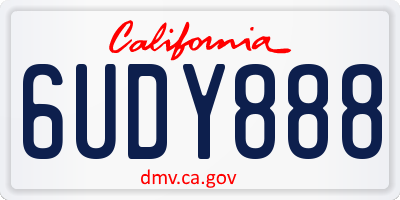 CA license plate 6UDY888