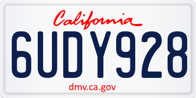 CA license plate 6UDY928