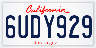 CA license plate 6UDY929