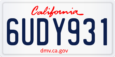 CA license plate 6UDY931