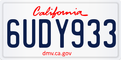 CA license plate 6UDY933