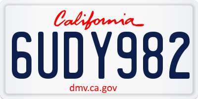 CA license plate 6UDY982