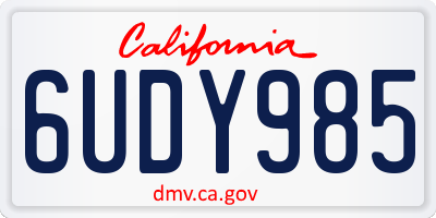 CA license plate 6UDY985