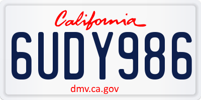 CA license plate 6UDY986