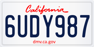 CA license plate 6UDY987