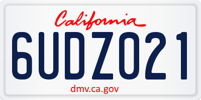 CA license plate 6UDZ021
