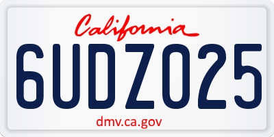 CA license plate 6UDZ025