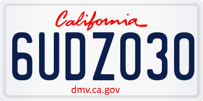 CA license plate 6UDZ030