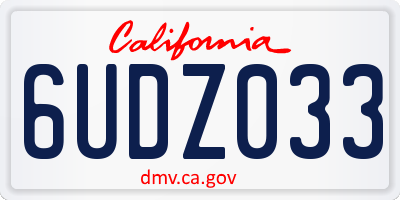 CA license plate 6UDZ033