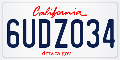 CA license plate 6UDZ034