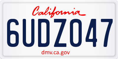 CA license plate 6UDZ047
