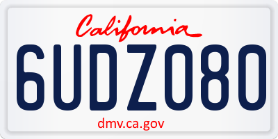 CA license plate 6UDZ080