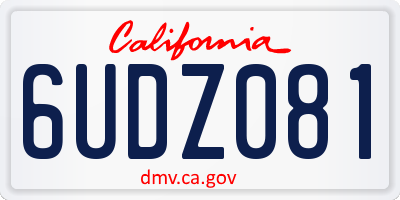 CA license plate 6UDZ081