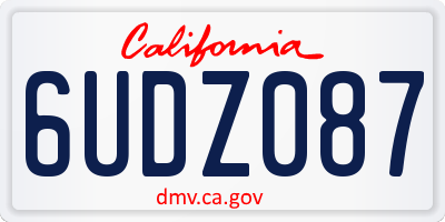 CA license plate 6UDZ087