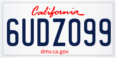 CA license plate 6UDZ099