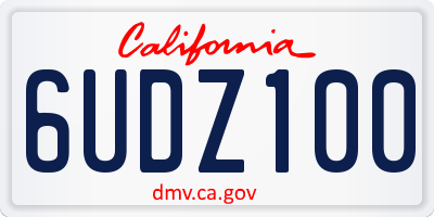CA license plate 6UDZ100