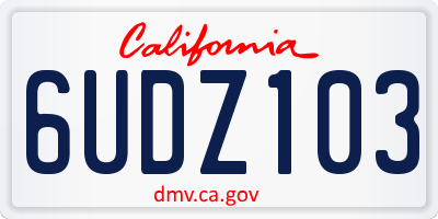 CA license plate 6UDZ103