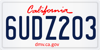 CA license plate 6UDZ203