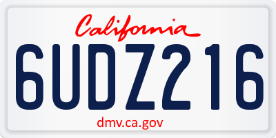 CA license plate 6UDZ216