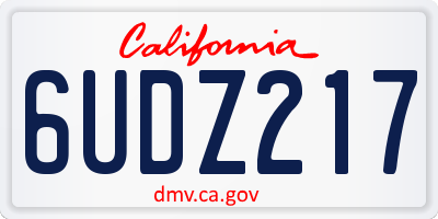 CA license plate 6UDZ217