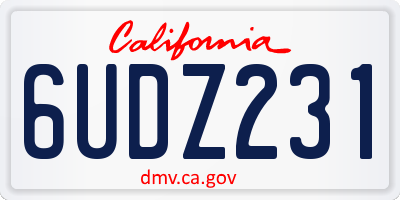 CA license plate 6UDZ231