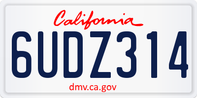 CA license plate 6UDZ314