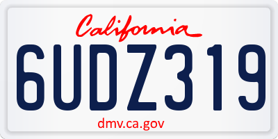 CA license plate 6UDZ319