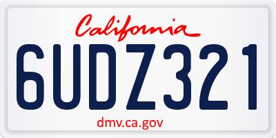 CA license plate 6UDZ321
