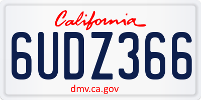 CA license plate 6UDZ366