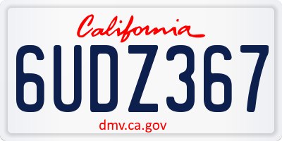 CA license plate 6UDZ367