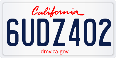 CA license plate 6UDZ402