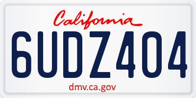 CA license plate 6UDZ404