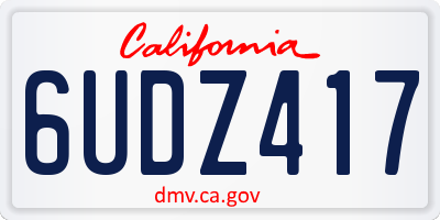 CA license plate 6UDZ417