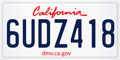 CA license plate 6UDZ418