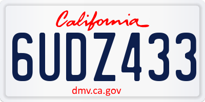 CA license plate 6UDZ433