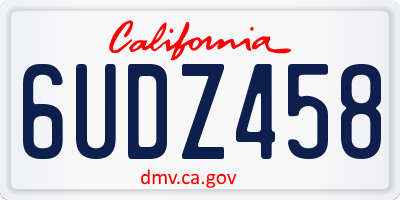 CA license plate 6UDZ458