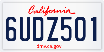 CA license plate 6UDZ501