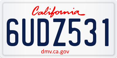 CA license plate 6UDZ531