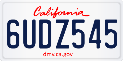 CA license plate 6UDZ545