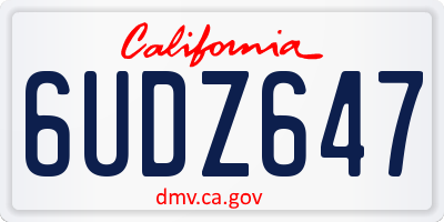CA license plate 6UDZ647