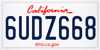 CA license plate 6UDZ668