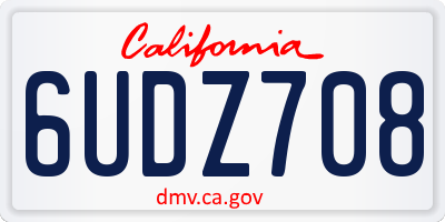 CA license plate 6UDZ708