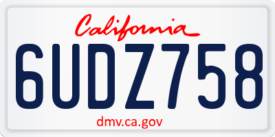 CA license plate 6UDZ758