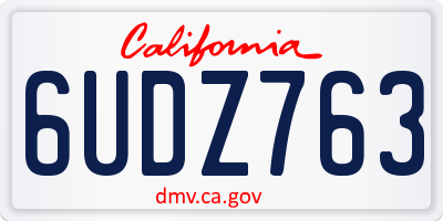 CA license plate 6UDZ763