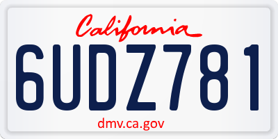 CA license plate 6UDZ781