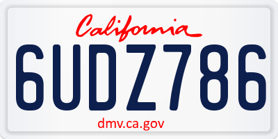 CA license plate 6UDZ786