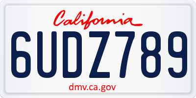 CA license plate 6UDZ789